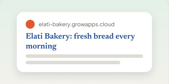 A published GrowApps site as a search result.